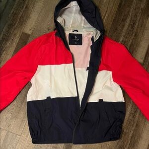 U.S Polo ASSN.  Red and Black Colorblock Windbreaker